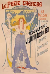 Plakat zur Wiedereröffnung am 10. Oktober des Le Petit Theatre, Boulevard Clichy, Paris, 1901